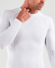 Pánské kompresní triko 2XU s dlouhým rukávem v limitované bílé barvě